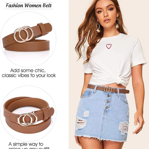Double Ring Leather Belts for Women main image 4